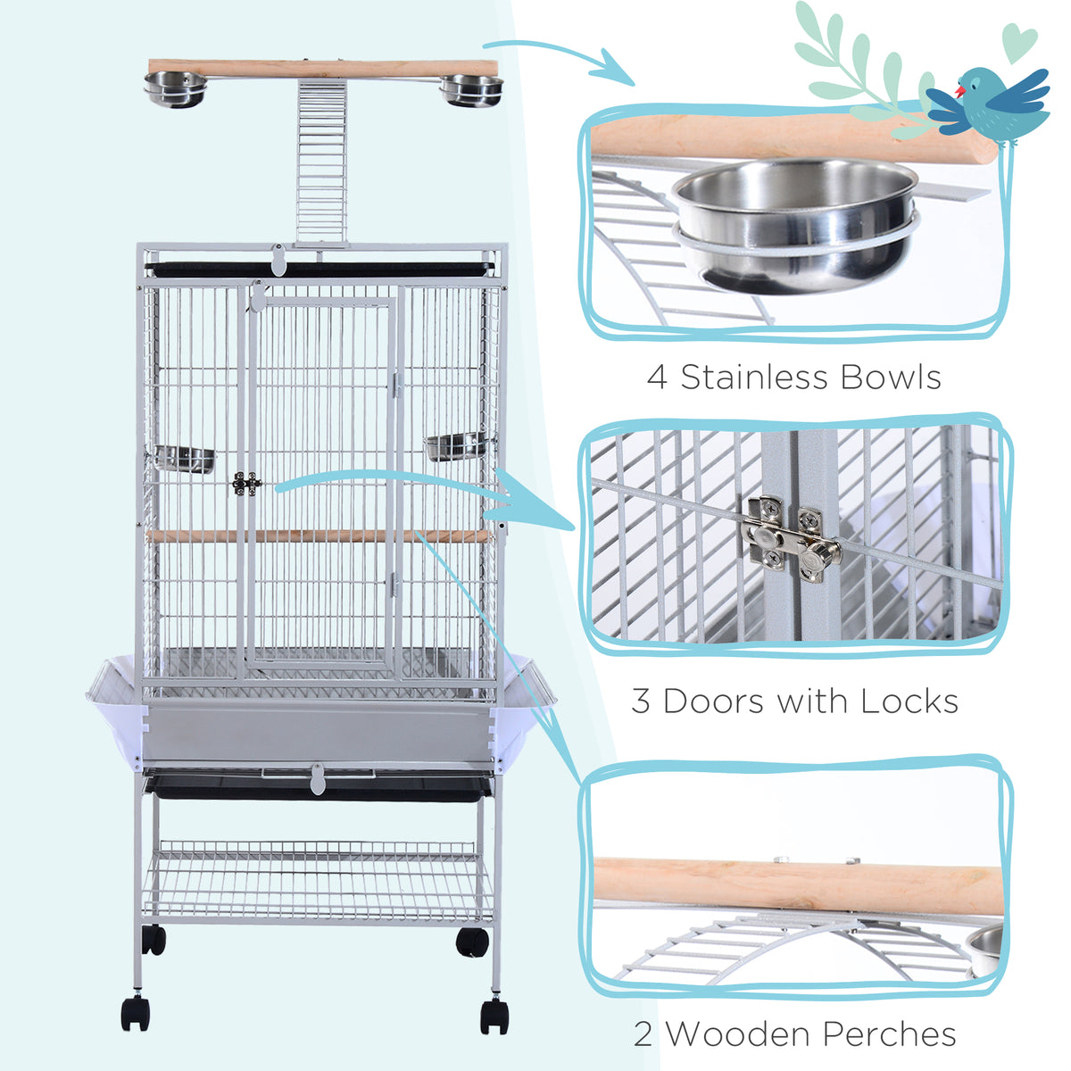 Large bird cage with play top
