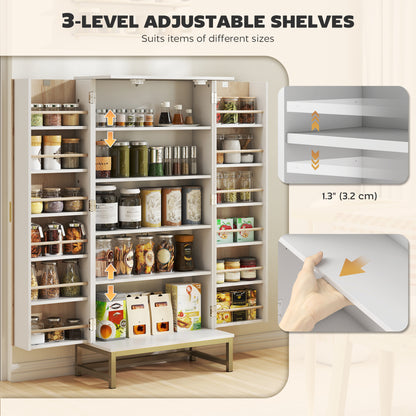 Freestanding Kitchen Pantry Cabinet 5 Adjustable Shelves