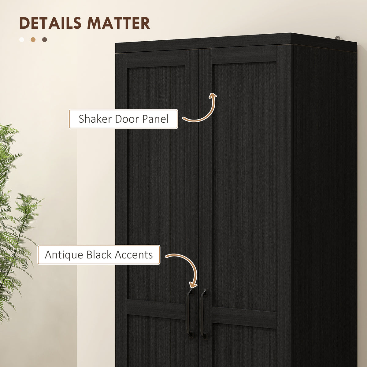 5-Tier Kitchen Pantry Cabinet with Doors