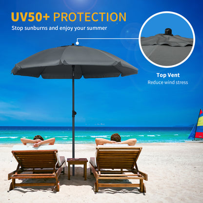 Sombrilla de playa inclinable UV50+ con toldo ventilado y volantes