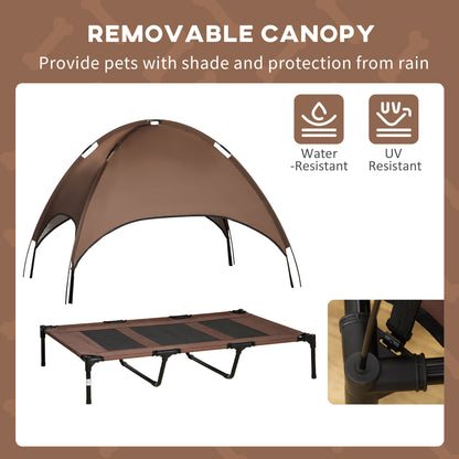 Elevated dog bed with canopy