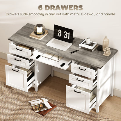 Computer Desk with Seven Drawers and Charging Station