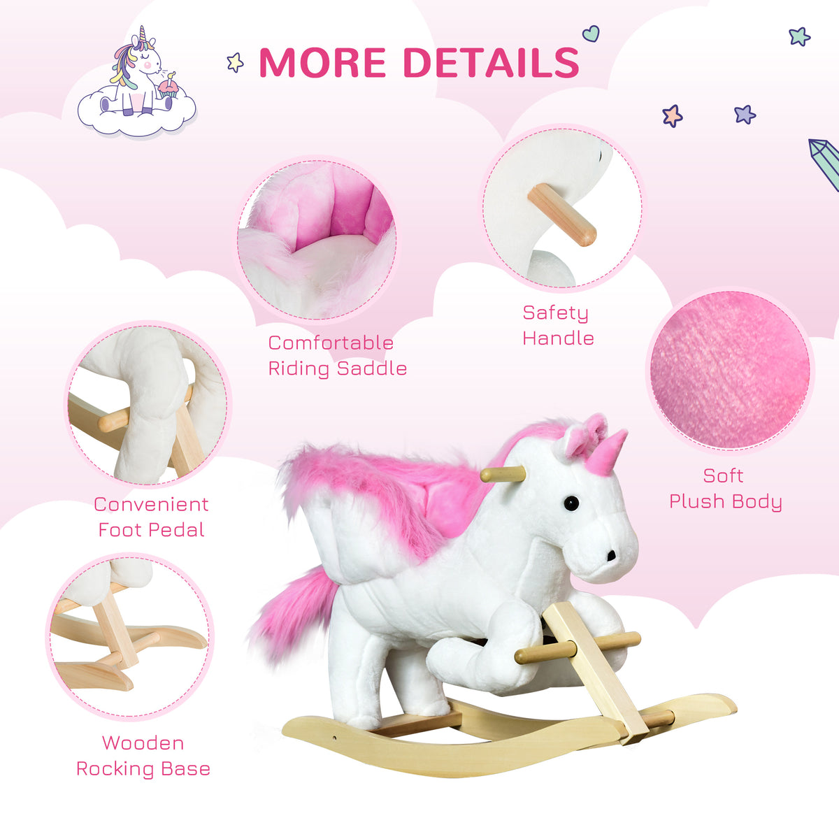 Baby rocking horse plush animal with sounds