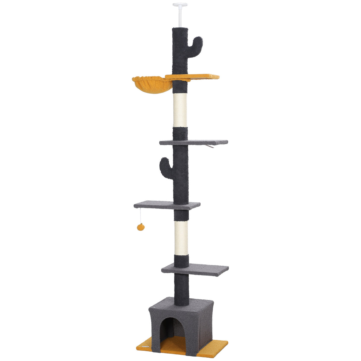 Floor to ceiling cat tree adjustable height tower
