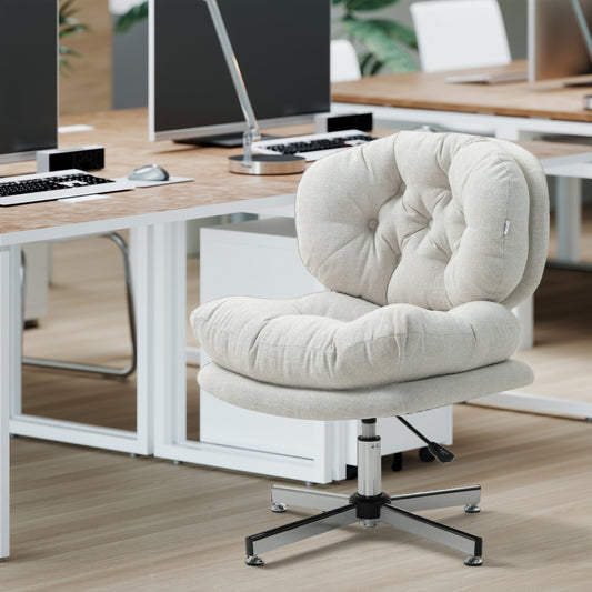 Silla de oficina sin reposabrazos con asiento ancho acolchado