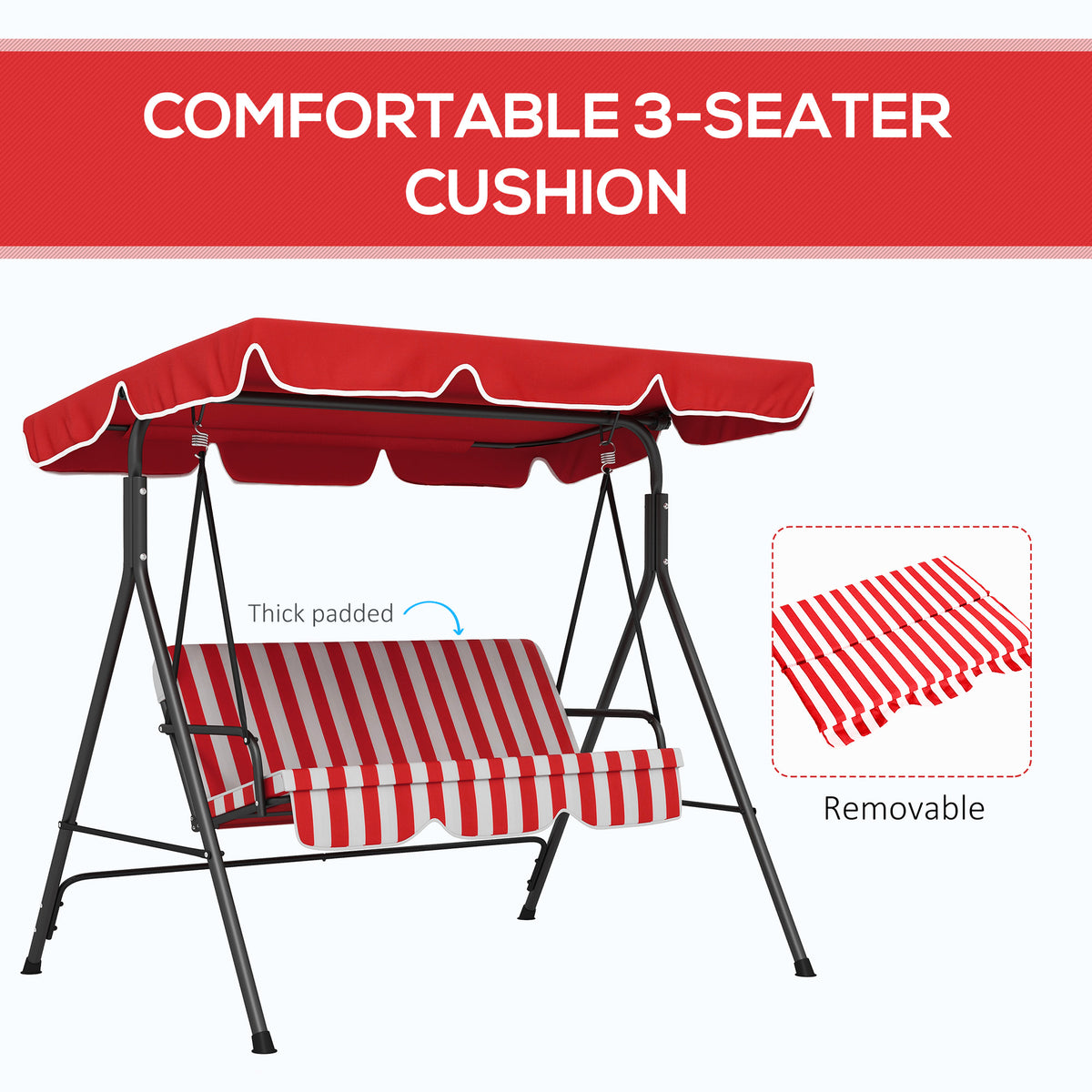 Patio Swing 3 Seater with Adjustable Canopy