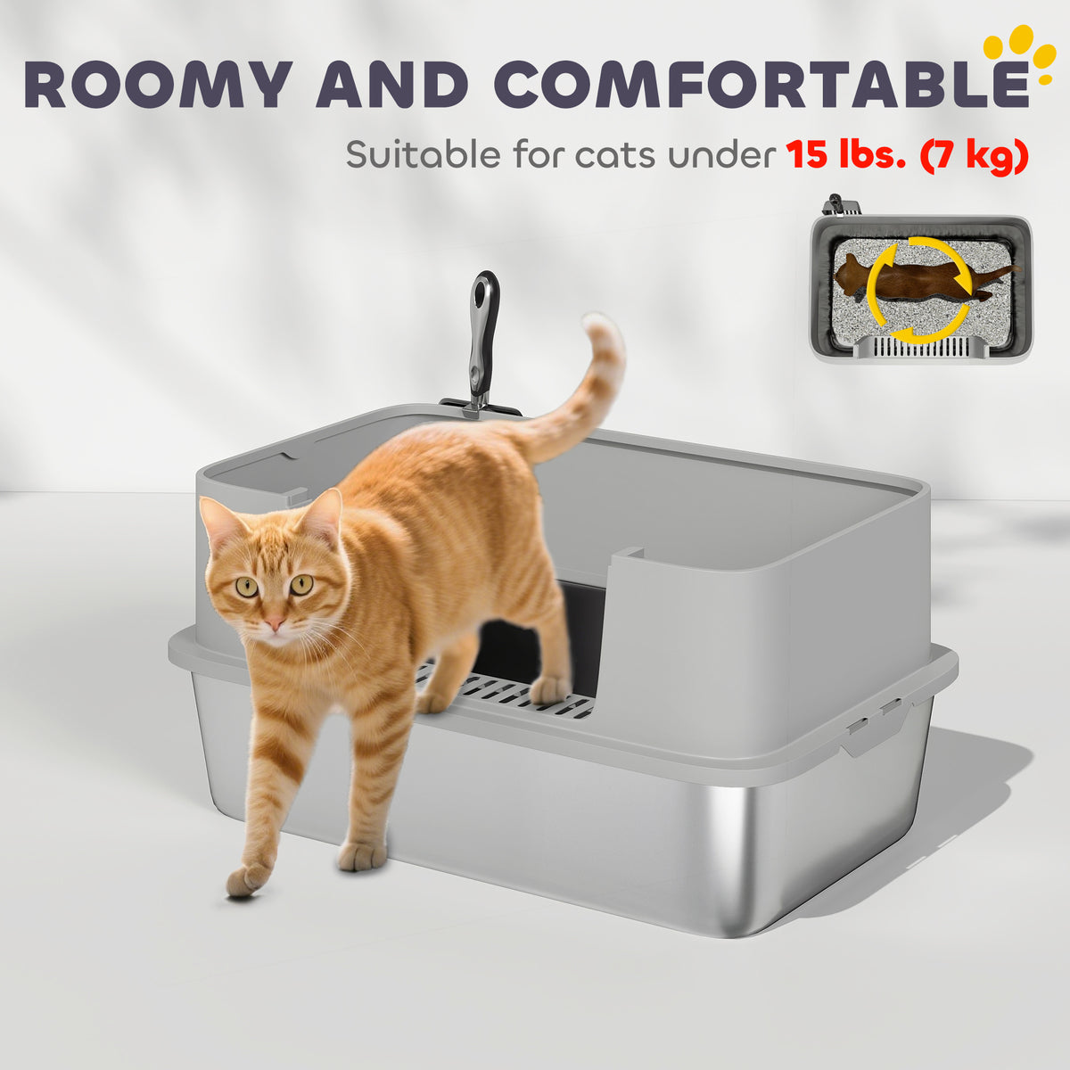 Stainless Steel High Sided Cat Litter Box