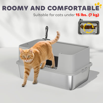 Stainless Steel High Sided Cat Litter Box
