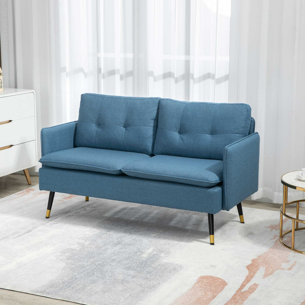 Loveseat Sofa Button Tufted Linen S Spring