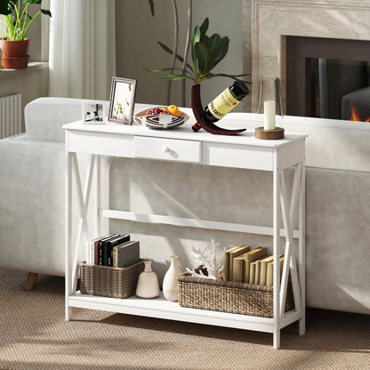Console table X-design with drawer 99 cm