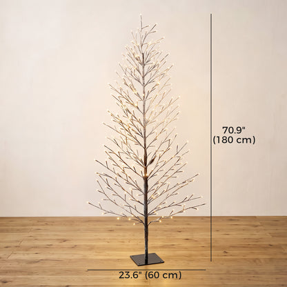 180 cm (183 cm) Lighted Snow-Flocked Twig Tree with LEDs