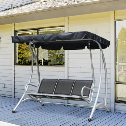 3-Person Patio Swing with Adjustable Canopy