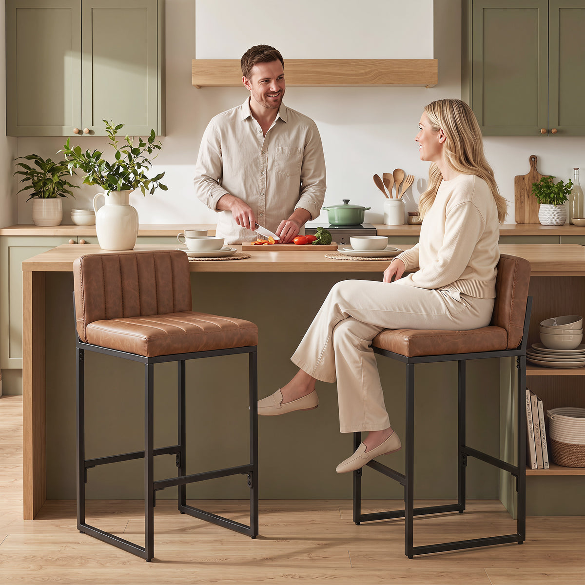 Retro Padded Bar Stools Set of 2