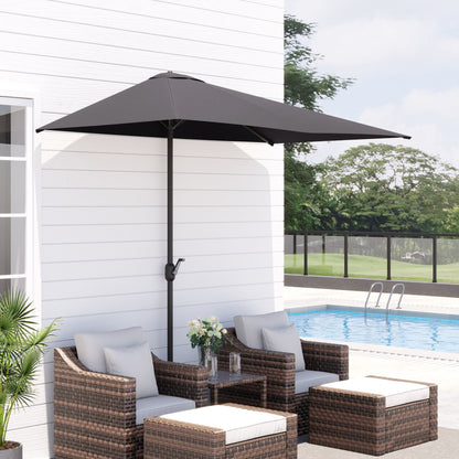 8 ft Half-Round Balcony Patio Umbrella with Crank