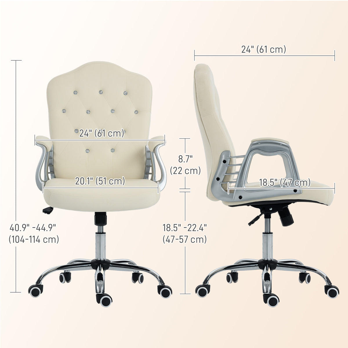 Office chair velvet tufted adjustable swivel task