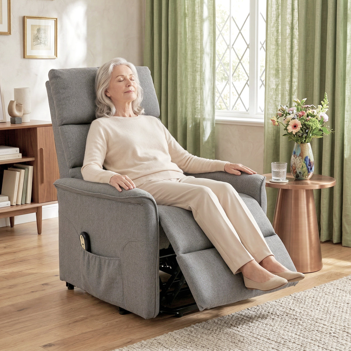 Sillón elevador eléctrico reclinable con mando a distancia