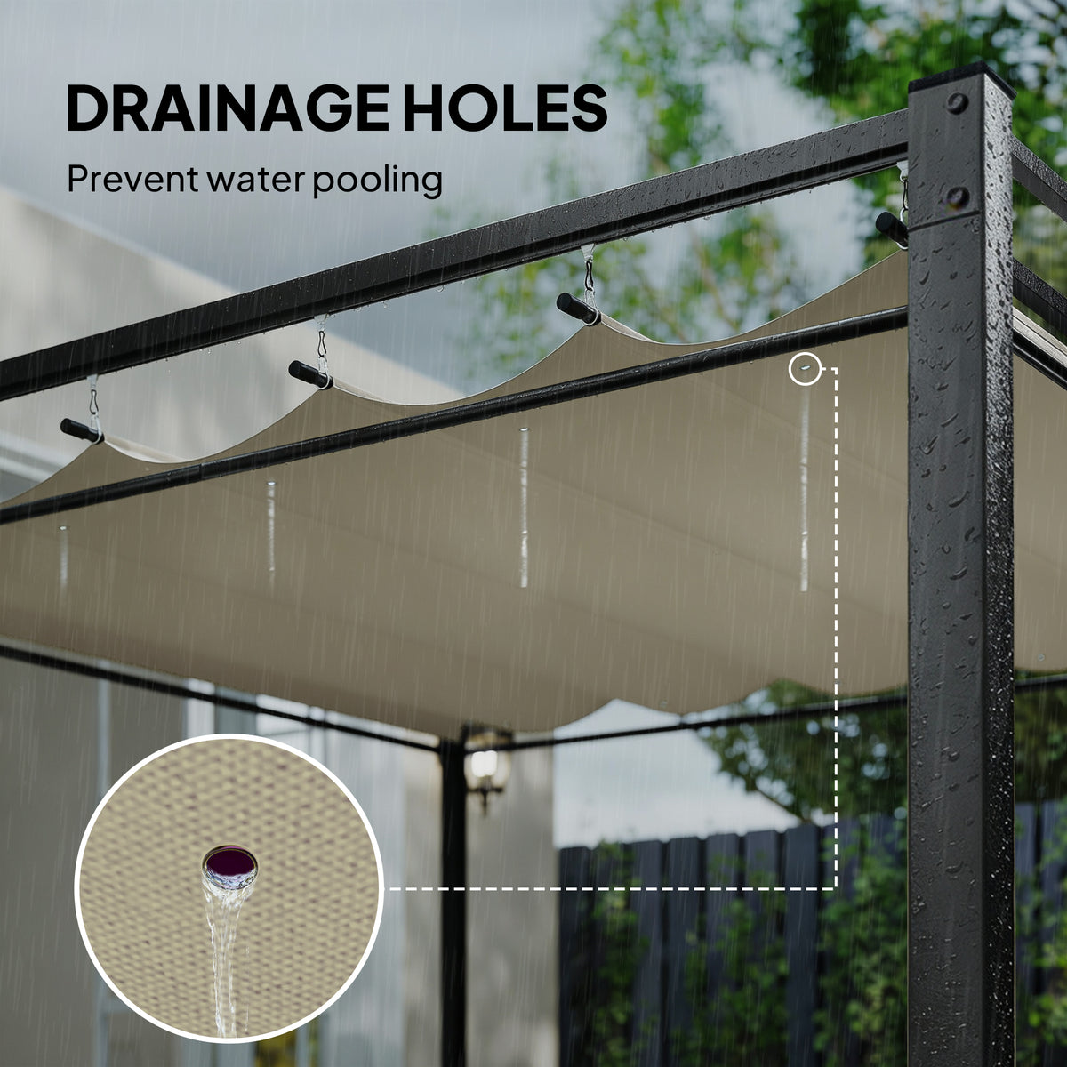 Freestanding Pergola Retractable Canopy with Curtains 10×10 ft