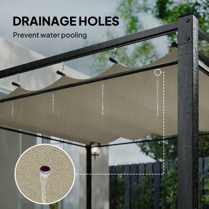 Freestanding Pergola Retractable Canopy with Curtains 10×10 ft