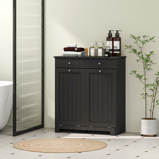 Tilt out laundry cabinet with two drawers