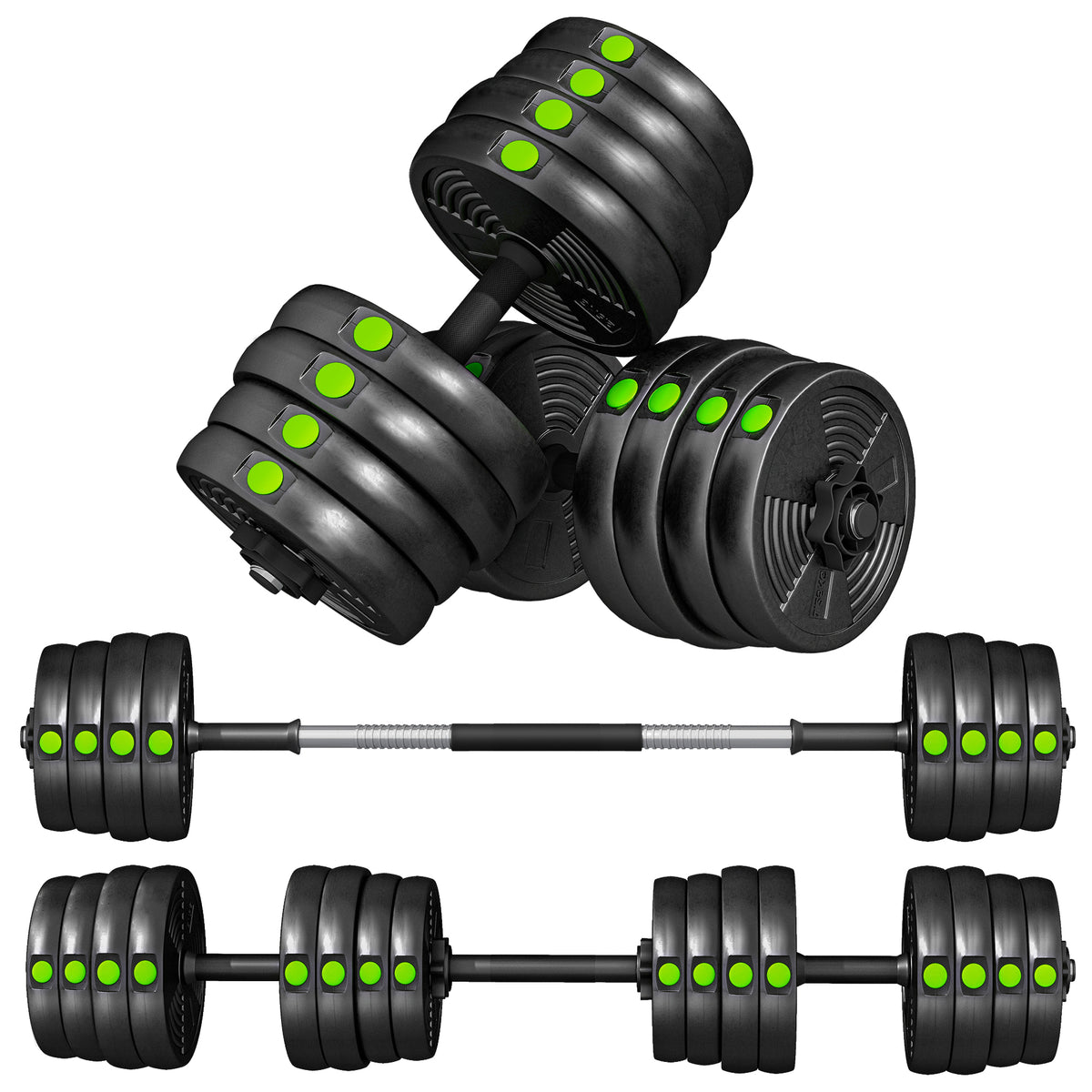 2-in-1 Adjustable Barbell & Dumbbell Set 66 lbs