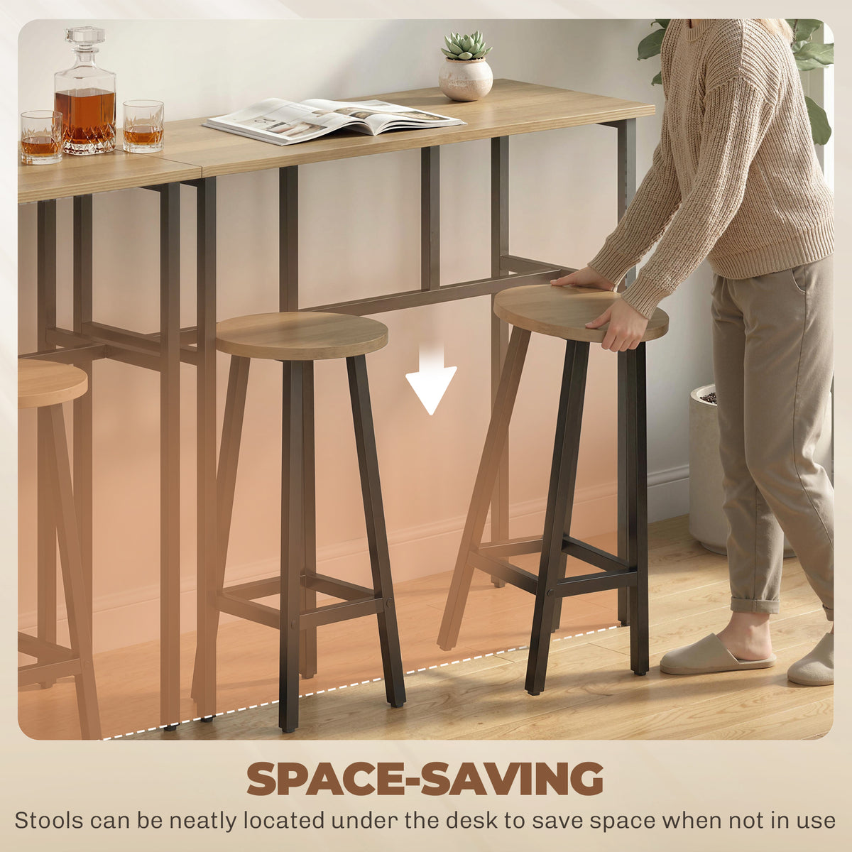 6-Piece Bar Set with 2 Tables and 4 Stools