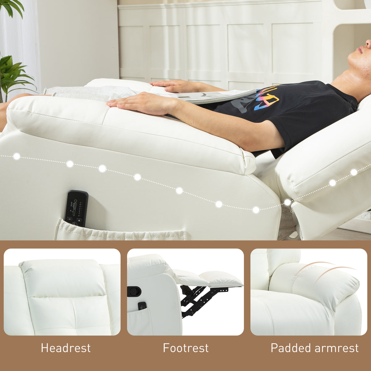 Vibration Massage Recliner Chair Faux Leather
