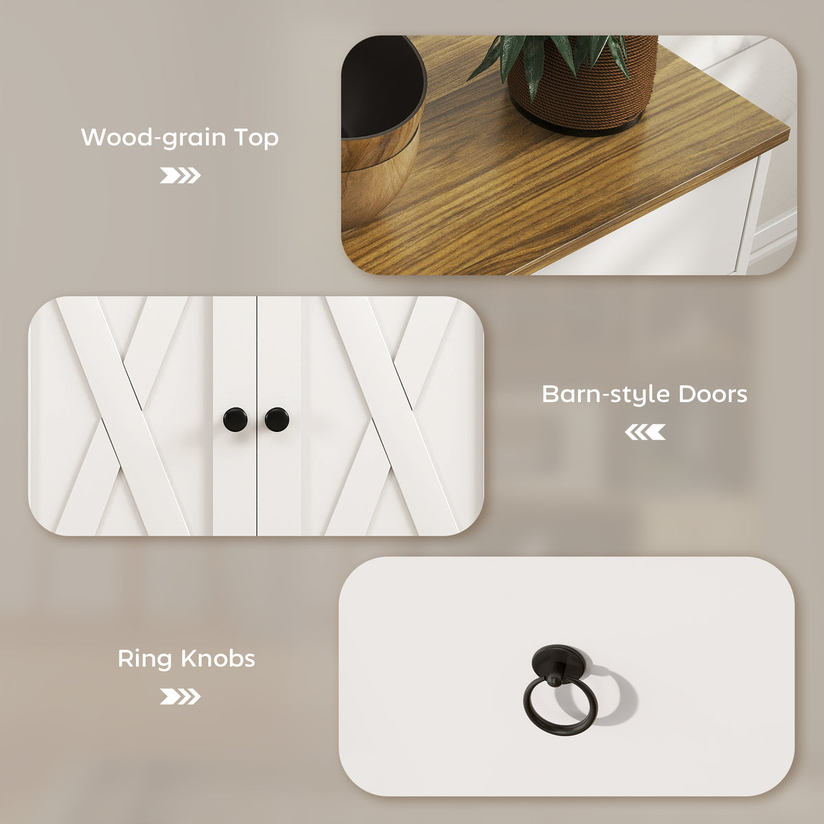 Aparador de cocina 4 puertas barniz 2 cajones madera