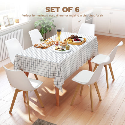 Modern Dining Table Chairs Set of 6 Wooden