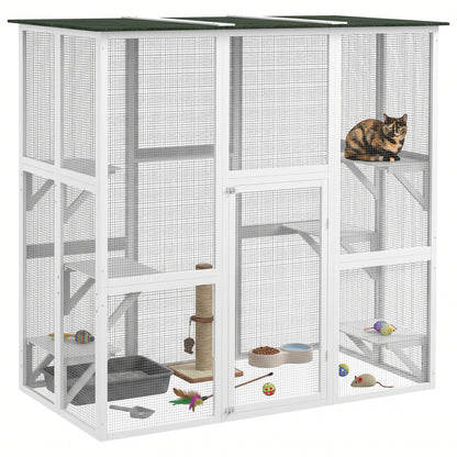 Outdoor Cat Enclosure with 6 Platforms