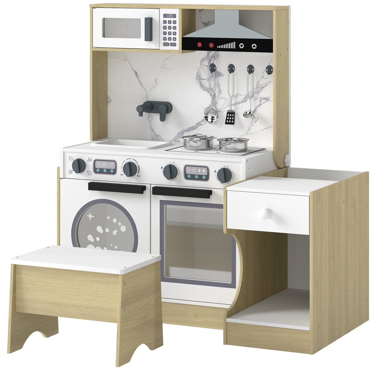 2-in-1 Convertible Play Kitchen and Table Chair Set