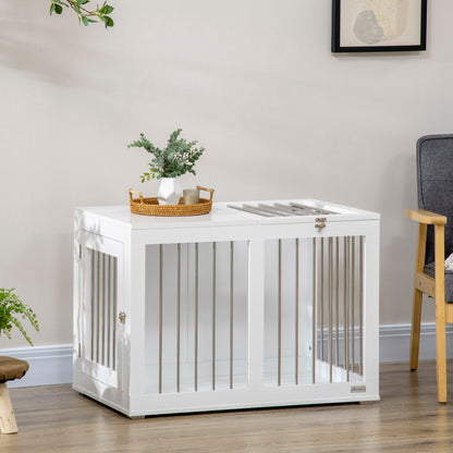 Dog crate furniture medium size double door 31.5 inch