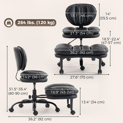 Ergonomic cross-legged office chair