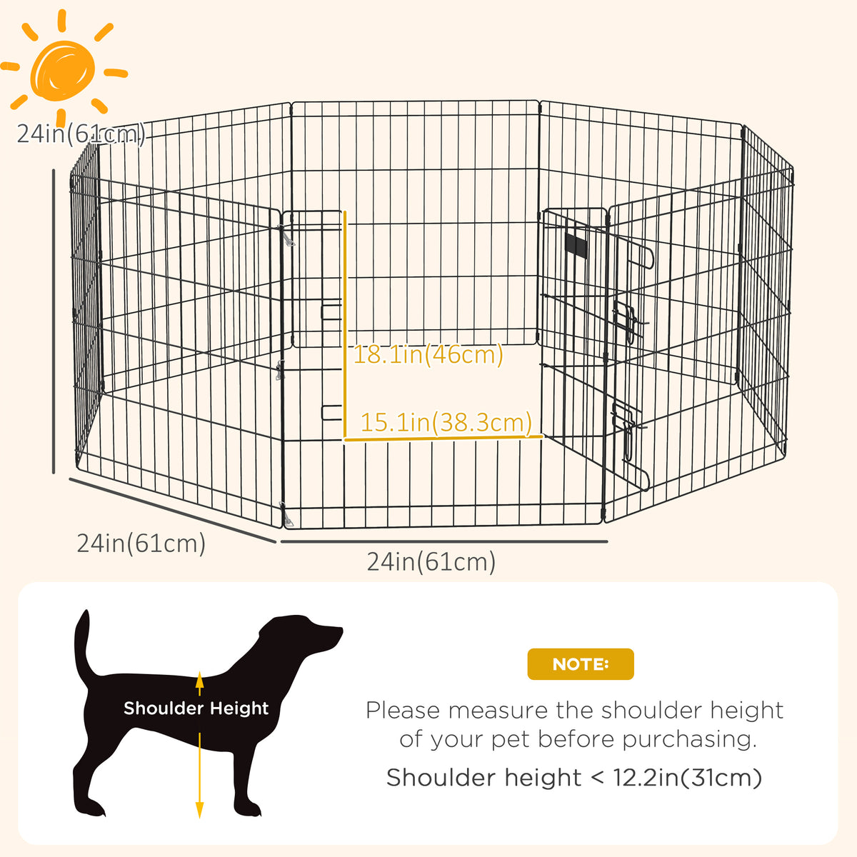 Foldable 8-Panel Metal Exercise Playpen for Pets