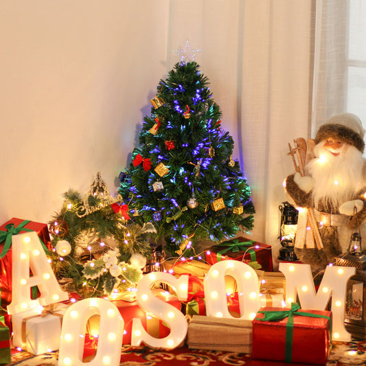 Pino de Navidad artificial preiluminado de 2,5 pies con fibra óptica