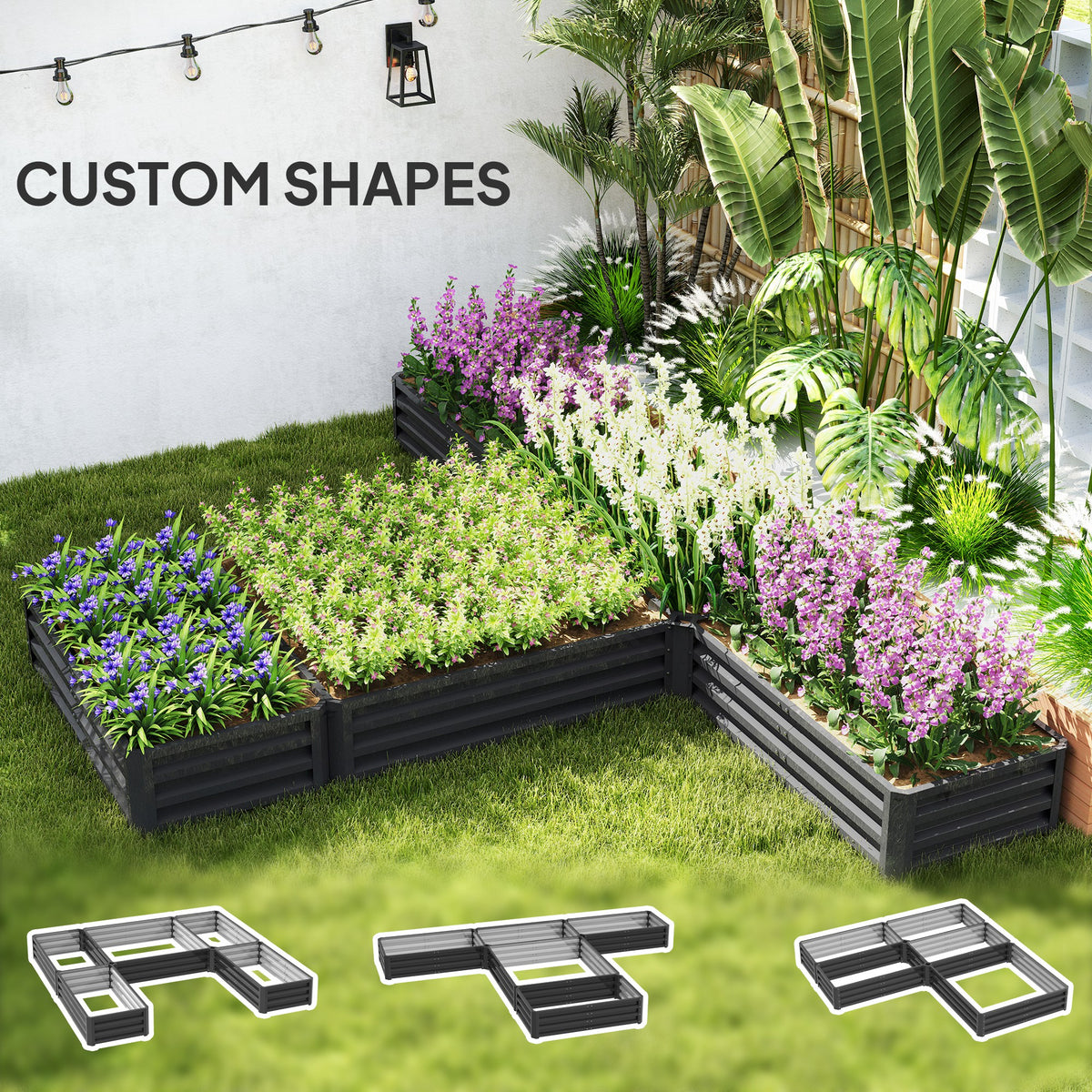 Raised Steel Garden Beds Set of 5 Large Planters