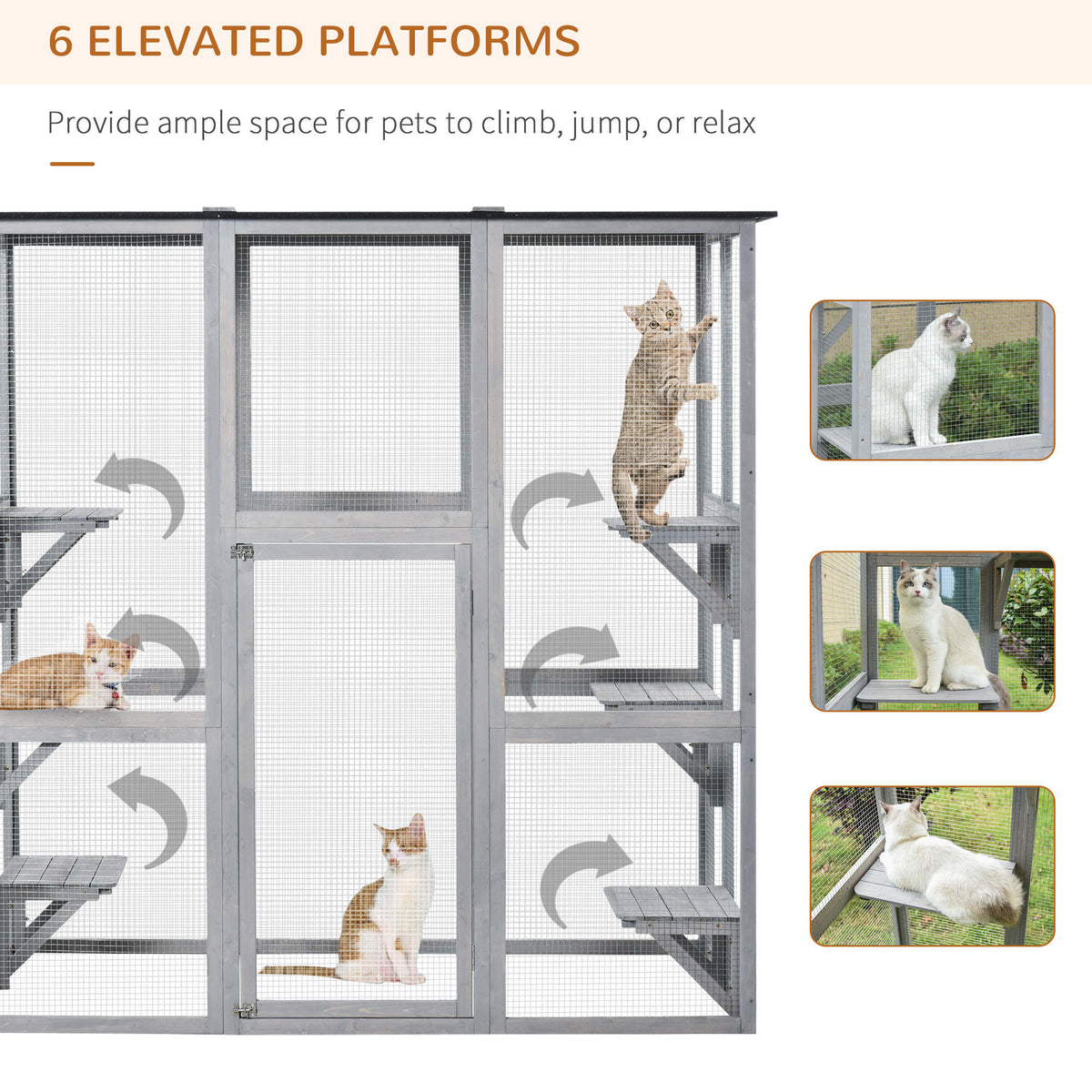 Outdoor Cat Enclosure with 6 Platforms