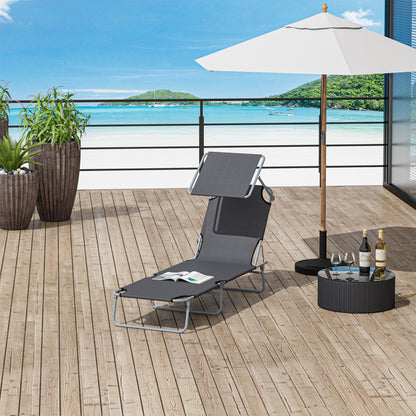 Folding Lounge Chair with Adjustable Sun Shade