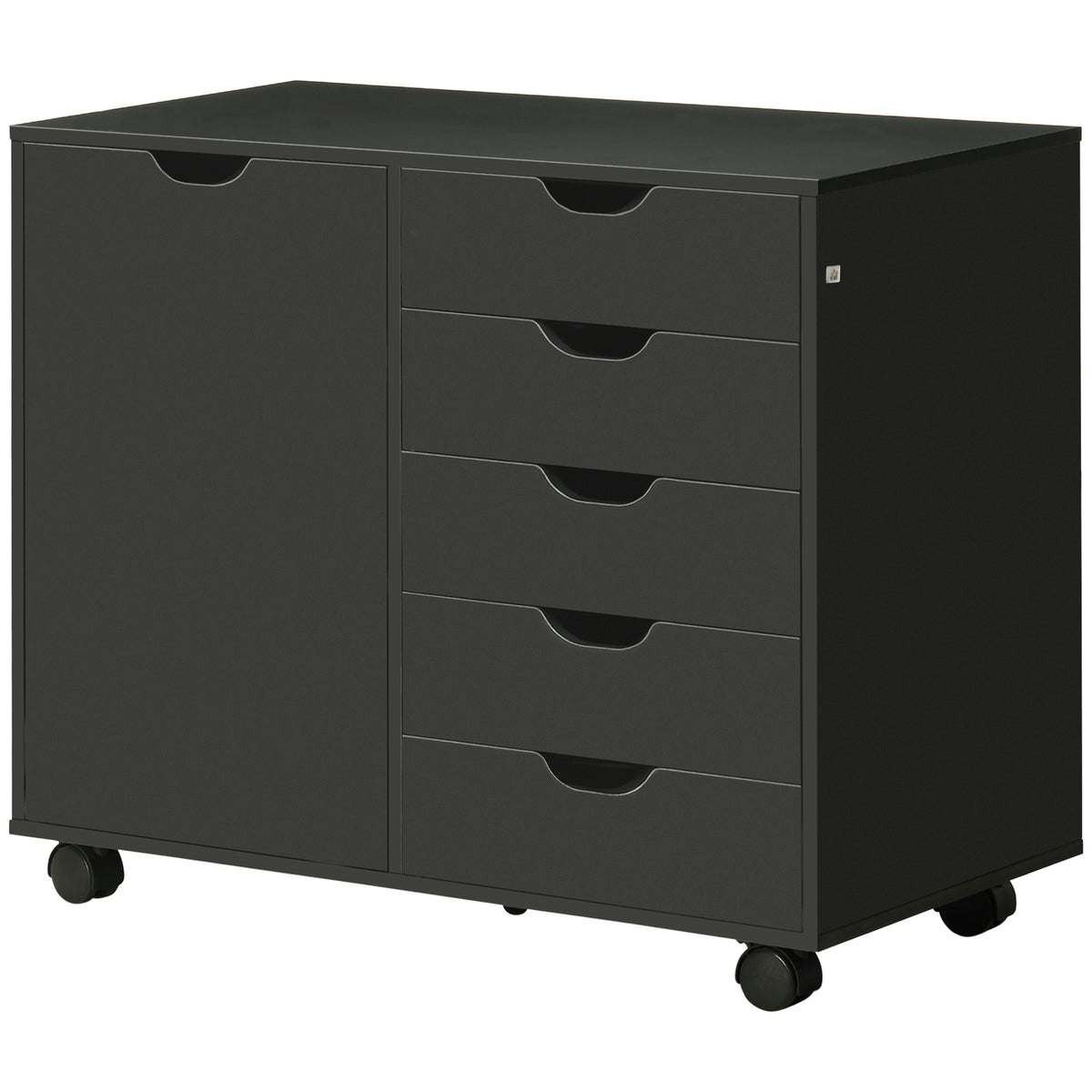 Lateral Filing Cabinet 5 Drawers with Door and Wheels