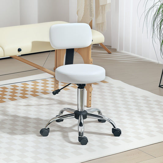 Adjustable Rolling Stool with Backrest