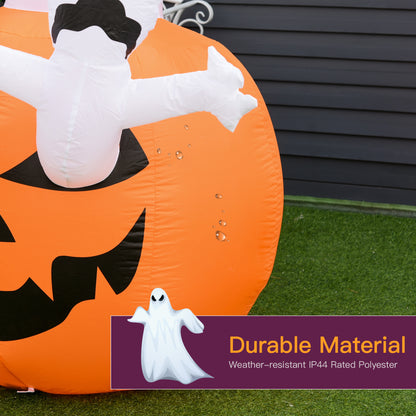 Decoración inflable de Halloween de 6 pies con calabaza, fantasmas y LED