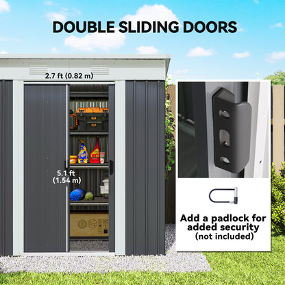 Galvanized Steel Outdoor Storage Shed with Sliding Doors