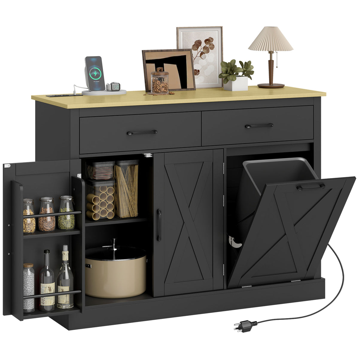 Mueble basculante para residuos con estación de recarga