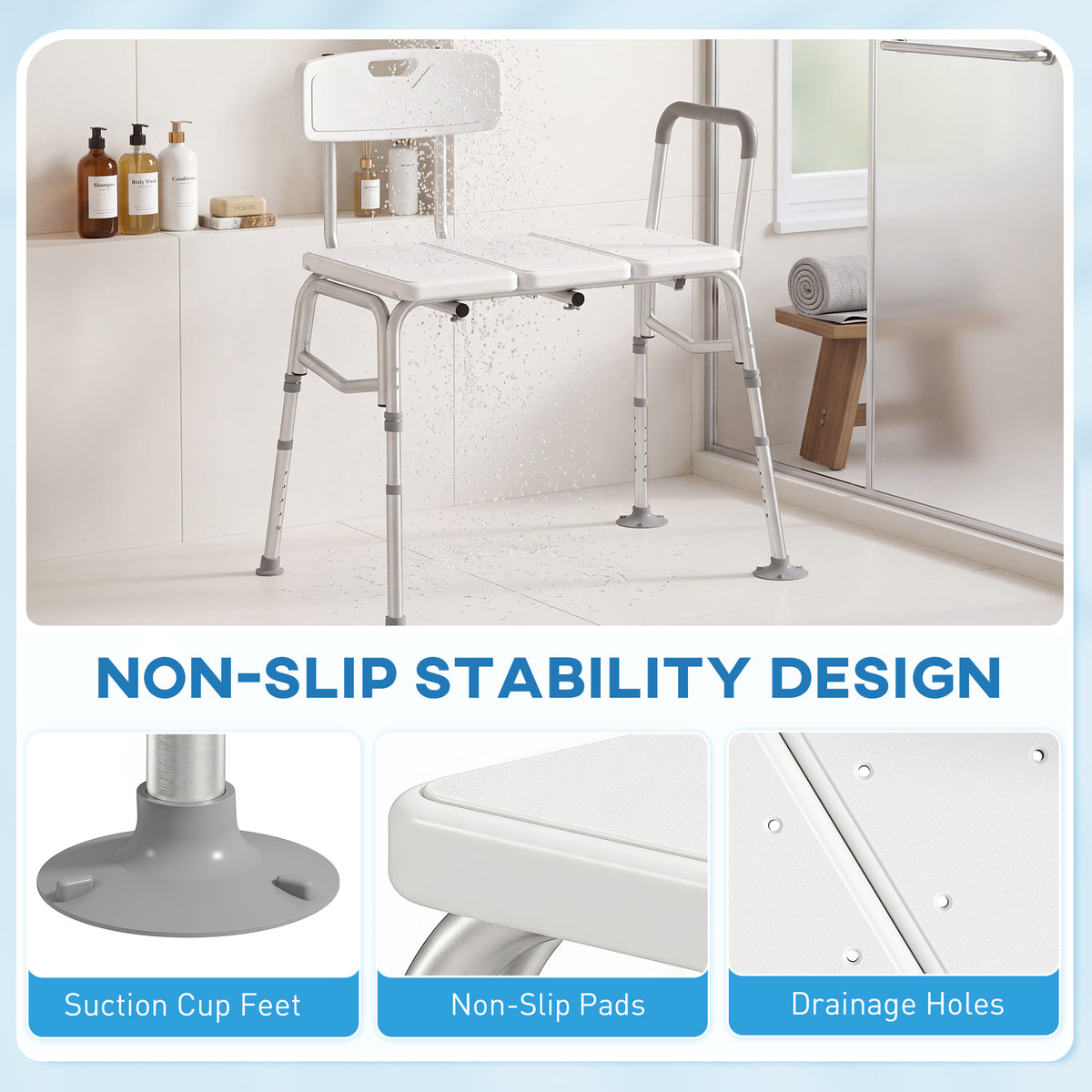 Tub Transfer Bench with Back and Arms