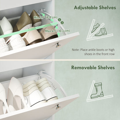 Narrow Shoe Cabinet 4 Flip Drawers — Holds 24–32 Pairs