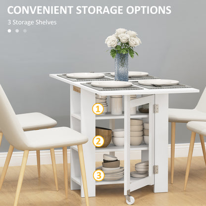 Folding Dining Table with Storage and Drop Leaves