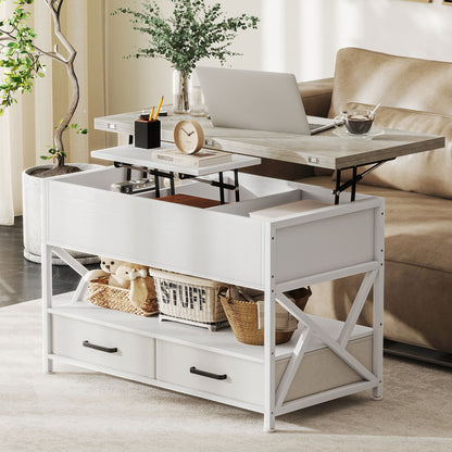 Modern lift top coffee table with storage drawers