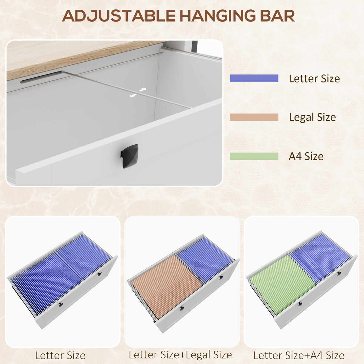 File Cabinet 2 Drawer Lockable with Adjustable Bar