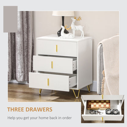 3-drawer storage chest cabinet with metal legs