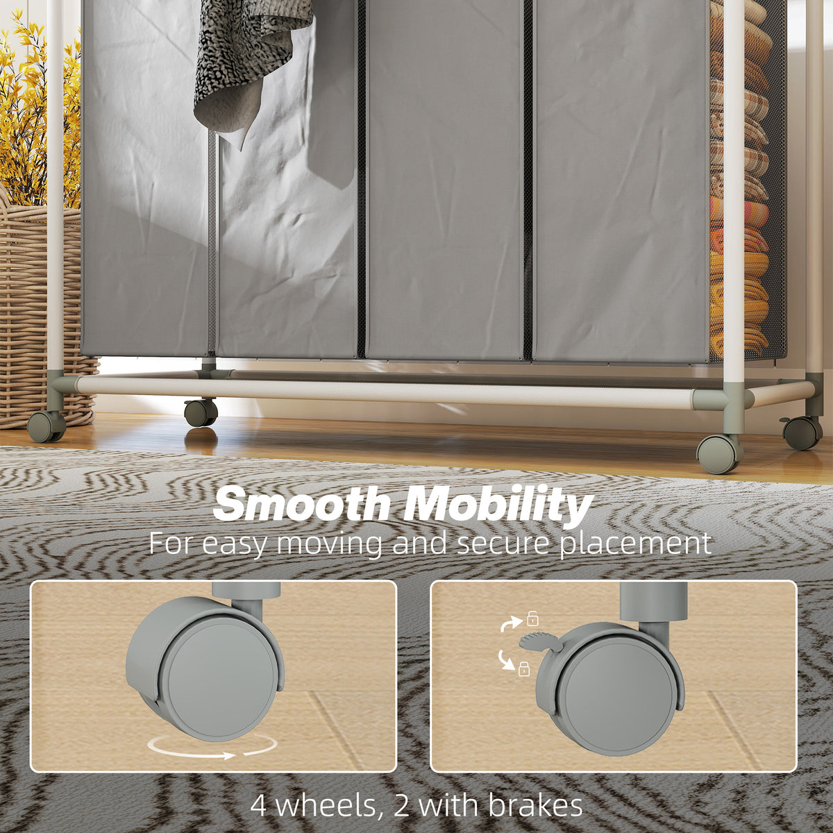 Rolling Laundry Hamper 160L