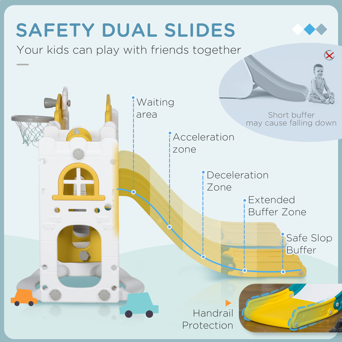 8-in-1 toddler slide and swing set